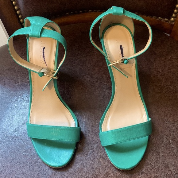 J. Crew Shoes - LAST CHANCE! J. Crew Emerald Green Strappy Heel Shoes